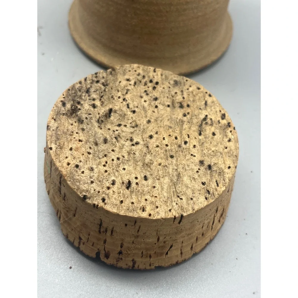 Handmade Signed‎ Pottery Kitchen Canister Jar Cork Lid Spoon Rest Rustic Style